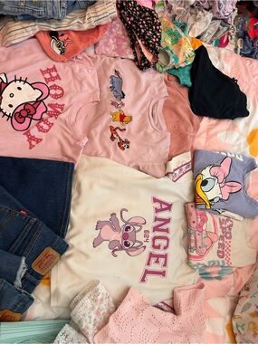 Girls Pink 'Angel' Stitch Graphic Pajama Top bundle